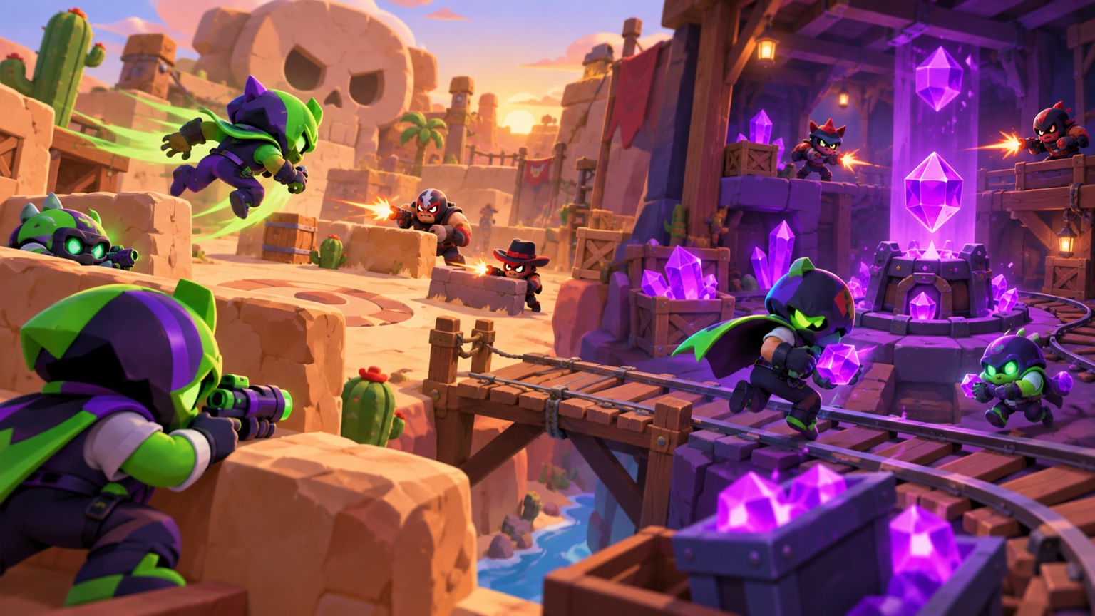Arenas de Knockout y Gem Grab mostrando las dos ventajas clave de F/A Bobby