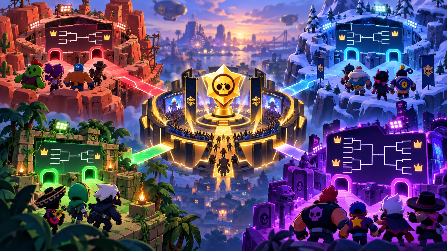 Four regional Brawl Stars qualifier stages feeding teams into a January invitational