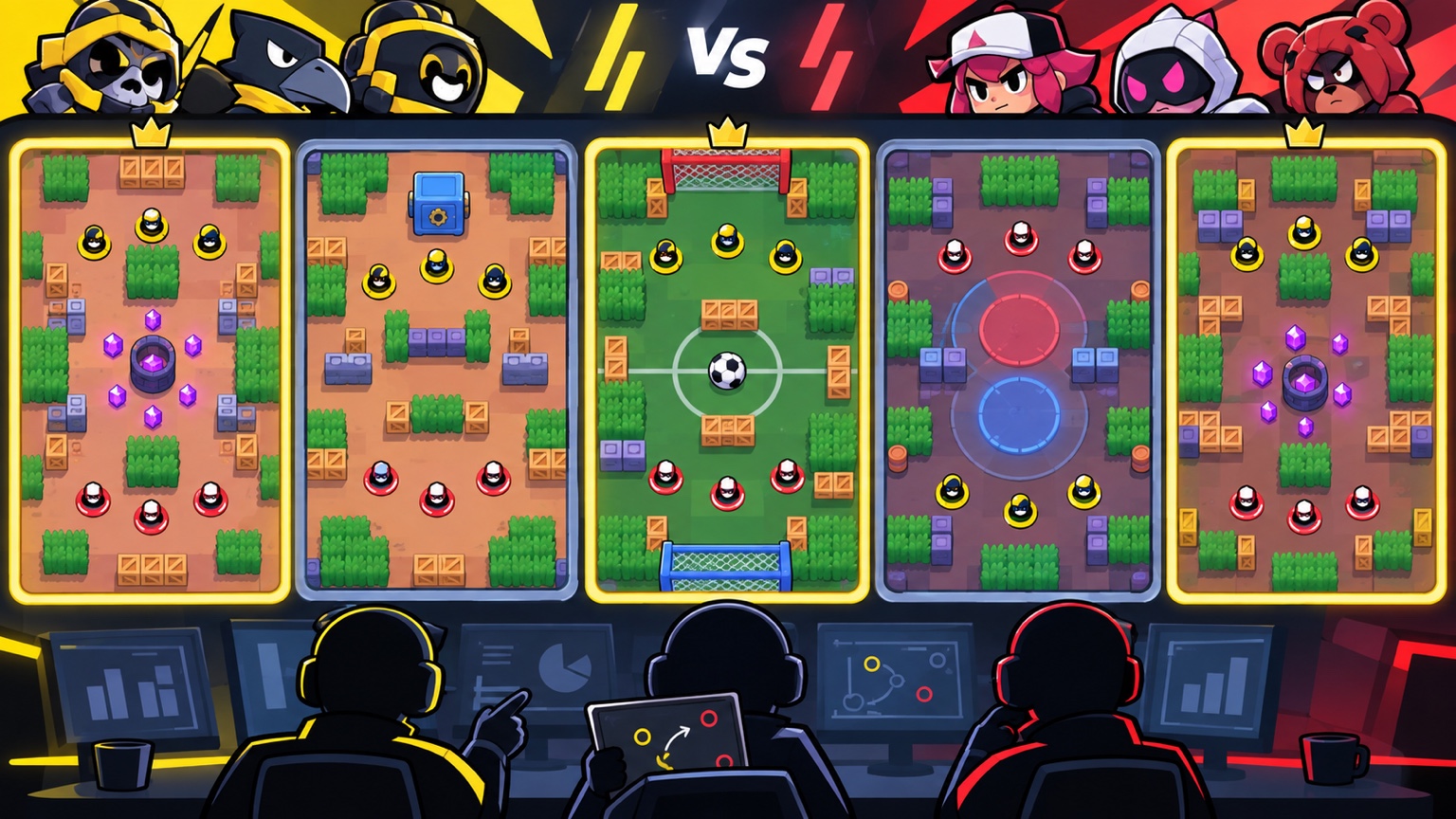 NAVI and FUT AC results arranged across Bounty Heist Hot Zone Brawl Ball and Gem Grab