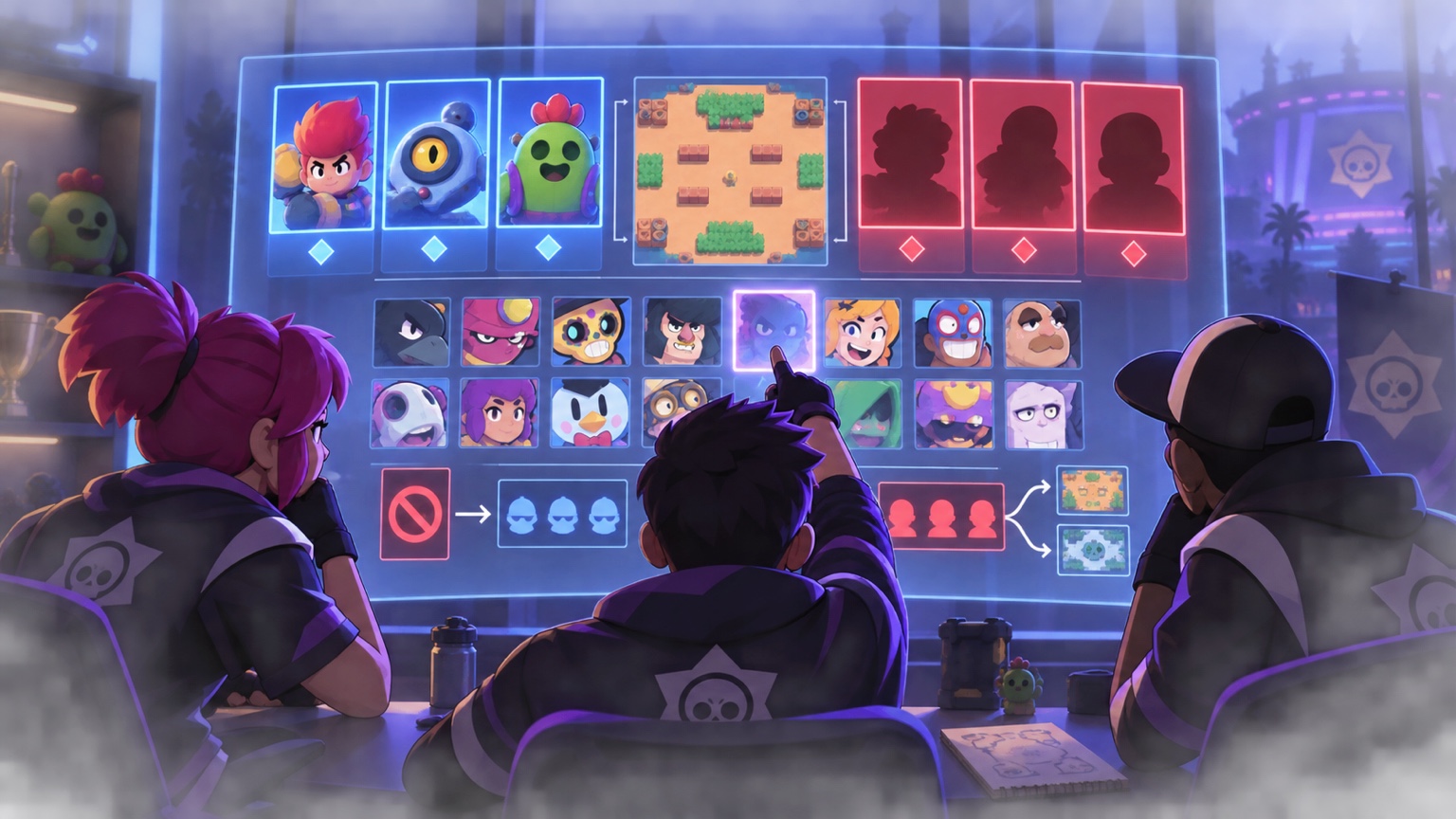 Une salle de draft compétitive claire représentant les outils et les choix avant un match Ranked
