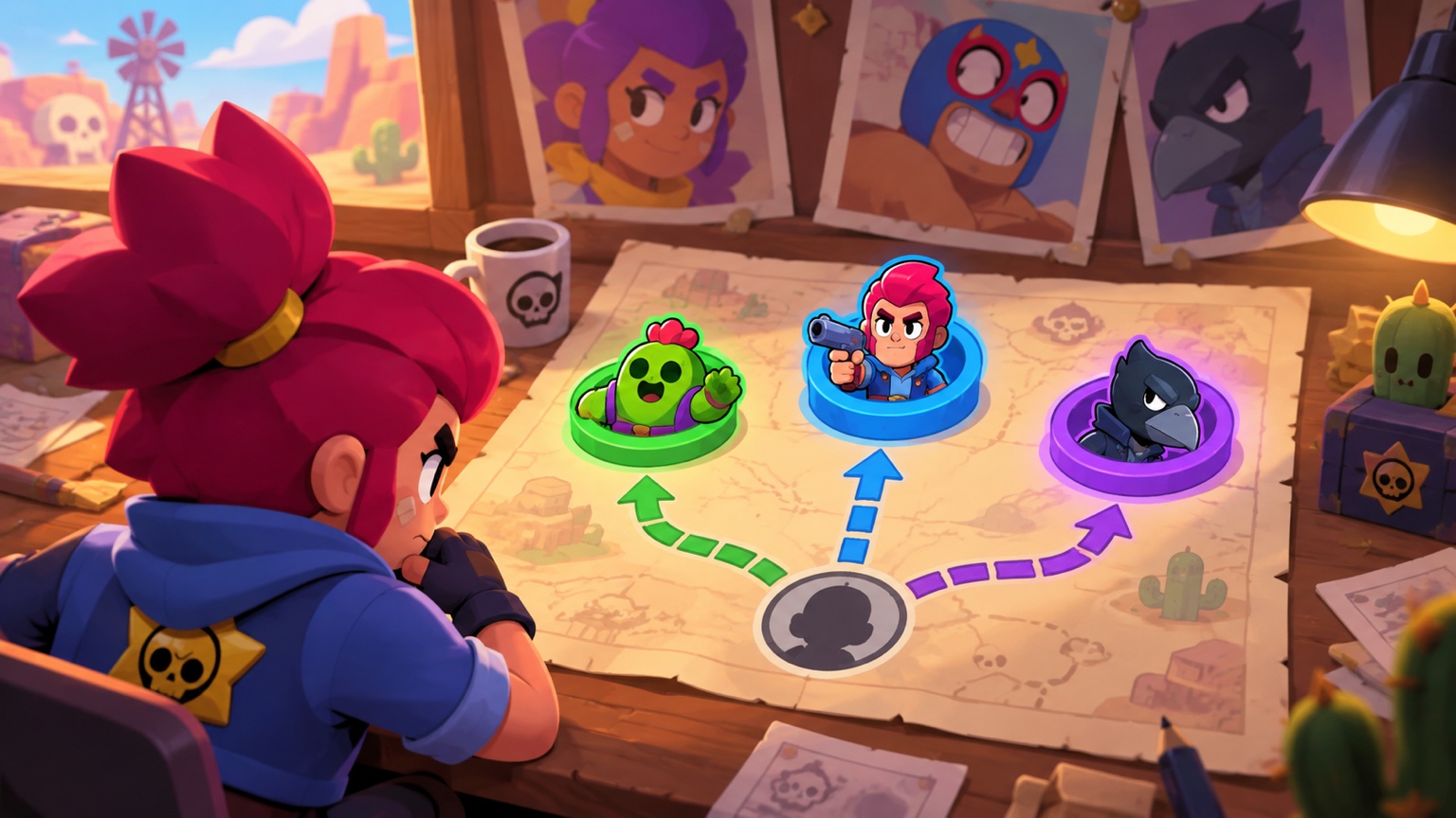 Un jugador comparando opciones de desbloqueo de personajes en una colorida pantalla de progresión del juego