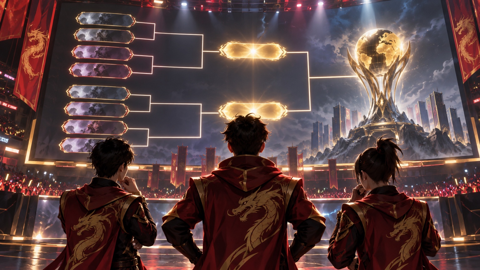 Eight LCQ paths narrowing to two World Finals places with a Chinese squad highlighted